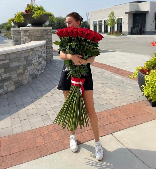 50 Extra Long Red Roses image 0