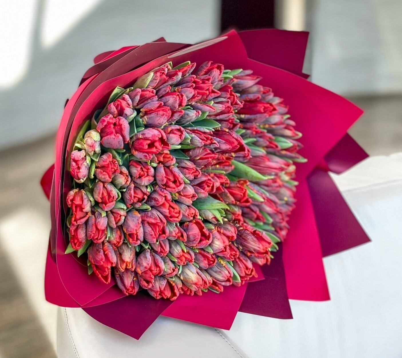 100 Red Double Tulips image 0