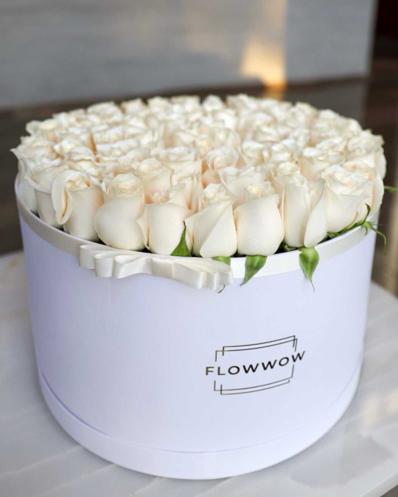 FLW XXLarge White Box of Roses image 0