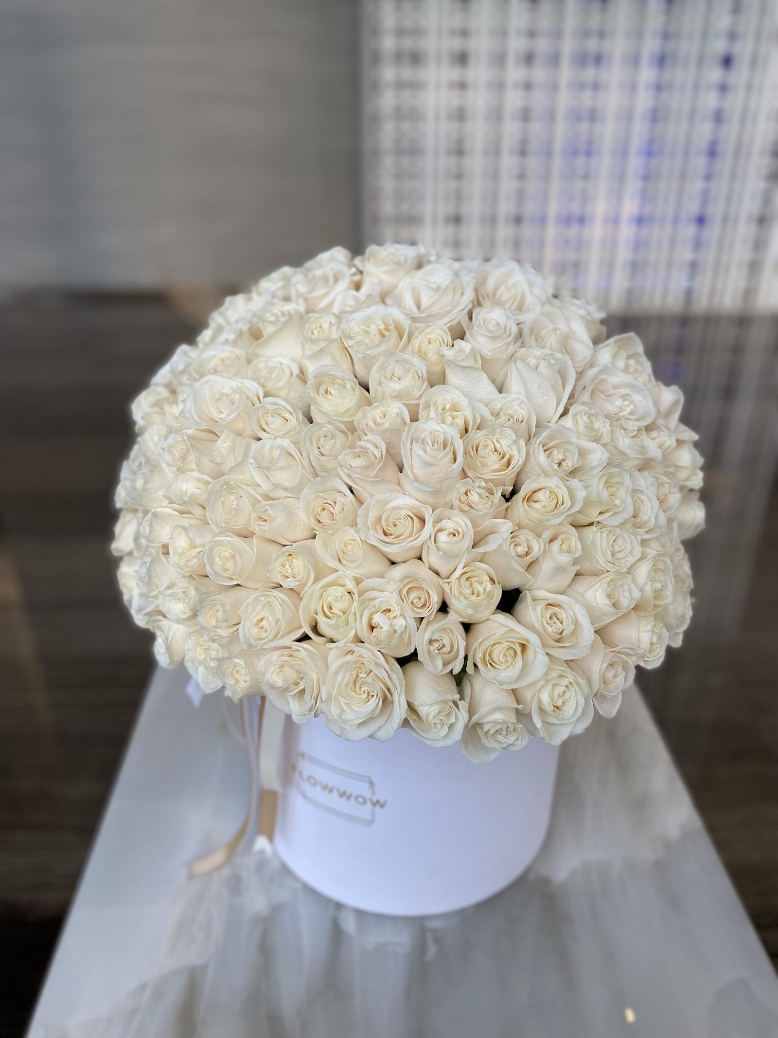 100 White Roses In FLW Box image 2