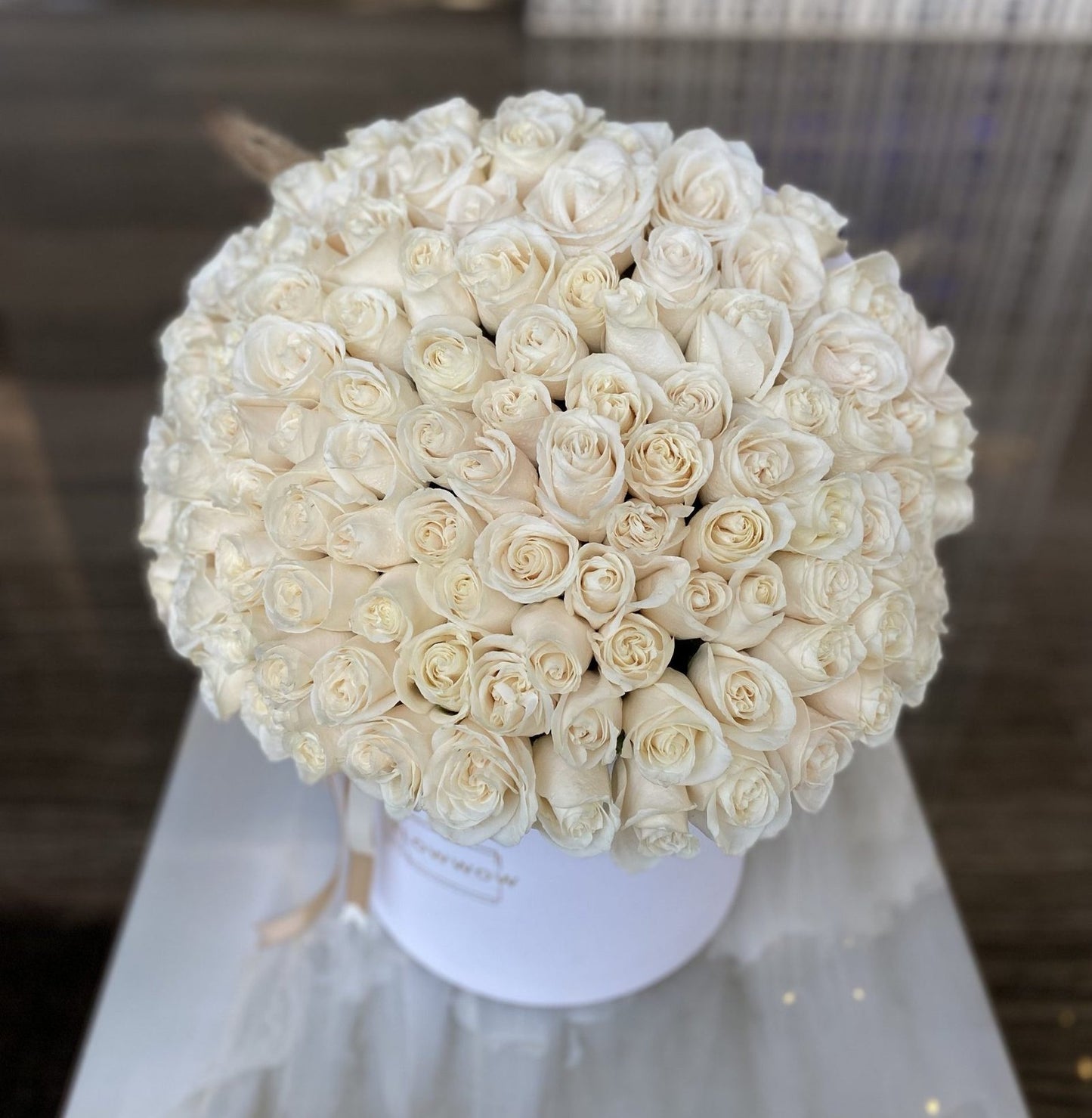100 White Roses In FLW Box image 3
