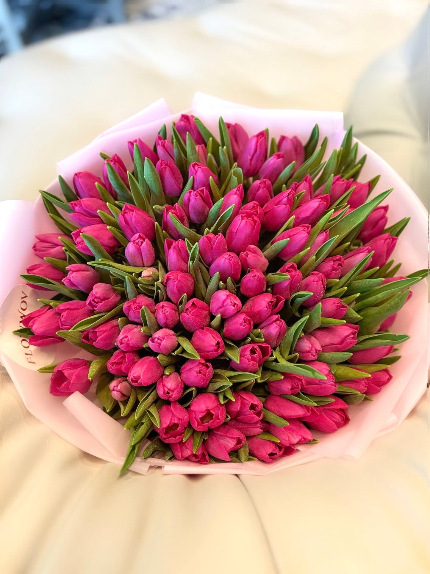 100 Pretty Pink Tulips image 0