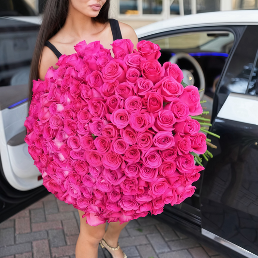 150 Hot Pink Roses
